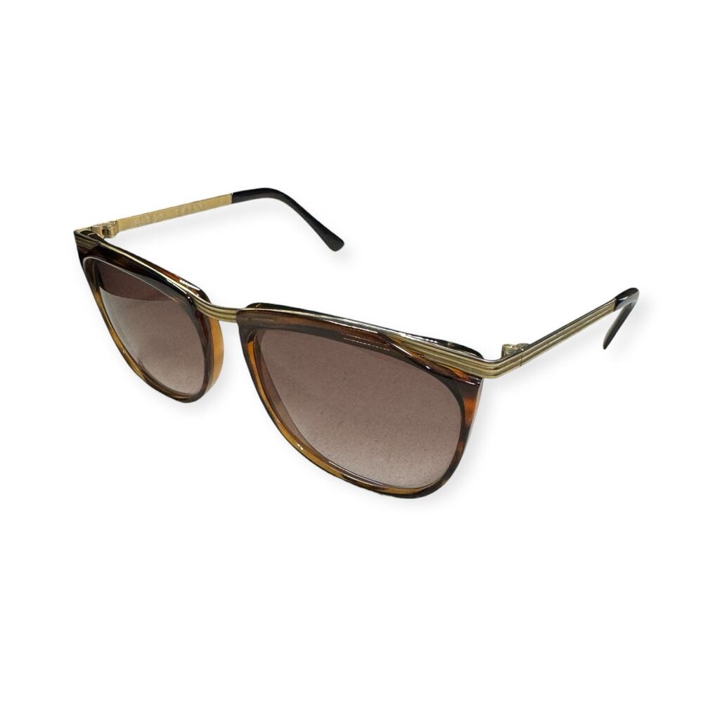 Ellen Tracy Gold Cat-eye Sunglasses Brown Lenses Metal Gold Brown Frames Vintage